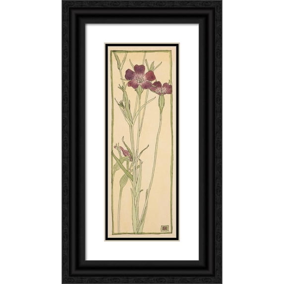 Hannah Borger Overbeck 9x18 Black Ornate Wood Framed Double Matted Museum Art Print Titled - Corn Cockle (circa 1915)