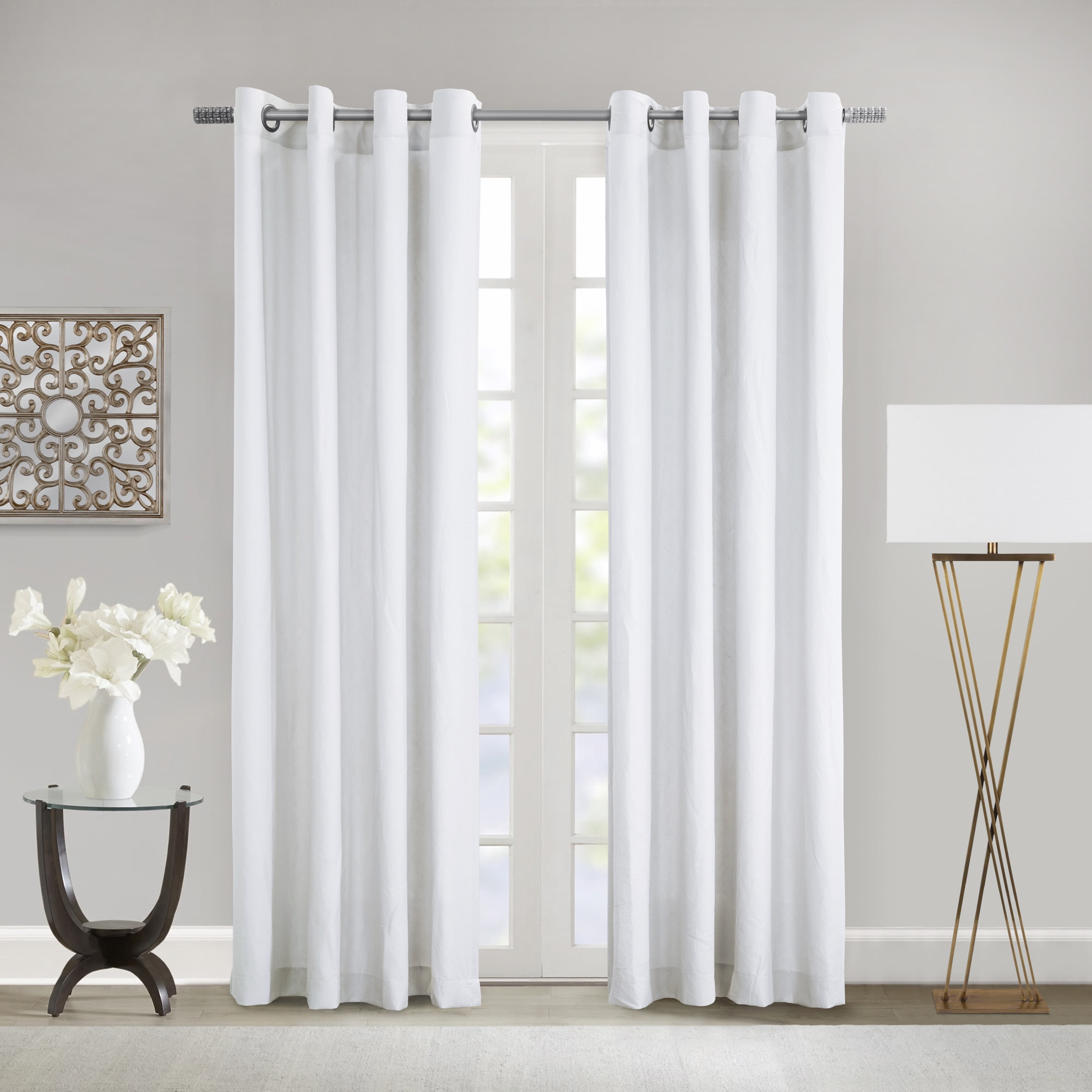 Hannah Crinkle Textured Microfiber Curtain Panel 52" x 63" in White