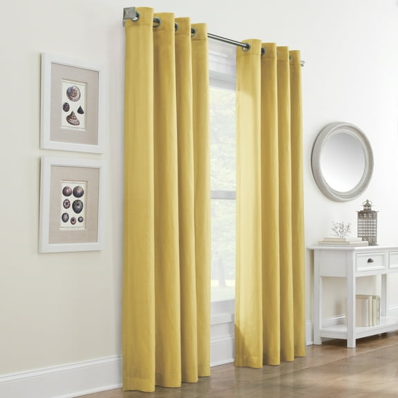 Hannah Crinkle Textured Microfiber Curtain Panel 52" x 63" in Yellow