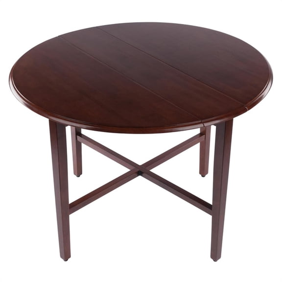 Hannah Double Drop Leaf Round Dining Table Walnut Finish