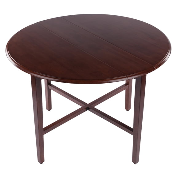 Hannah Double Drop Leaf Round Dining Table Walnut Finish