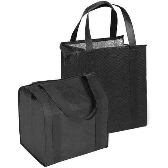 Hannah Insulated Shopping Bag, Black (2 Pack)