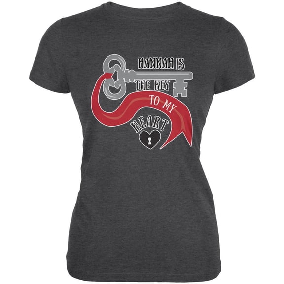 Hannah Is The Key To My Heart Dark Heather Juniors Soft T-Shirt - Medium