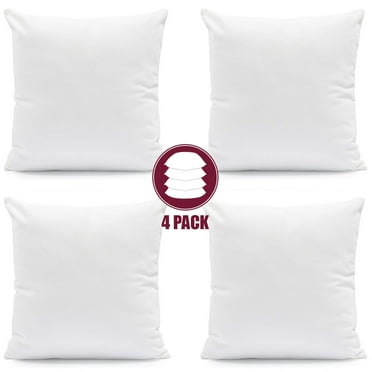 Hannah Linen Decorative Throw Pillows Insert- Microfiber Square Pillow for Couch - Outdoor & Indoor Throw Pillow Cushions 14" x 14" Set of 4