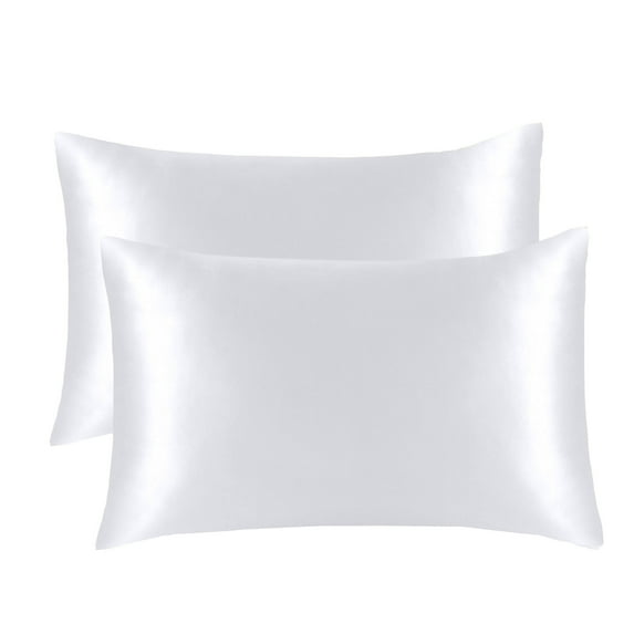 Hannah Linen Luxury White Standard Satin Pillowcase for Hair and Skin, Standard Satin Pillow Covers with Envelope