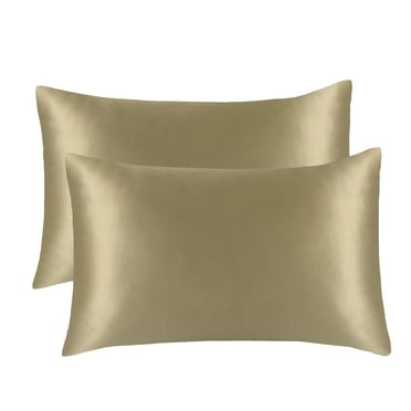 Hannah Linen Queen Size Beige Pillowcase, Satin Pillow Cases Set of 2 with Envelope Closure