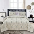 thumbnail image 1 of Hannah Linen Twin Quilt Set - Microfiber 3 Piece Down Alternative Design (Twin, Taupe Greyson), 1 of 5