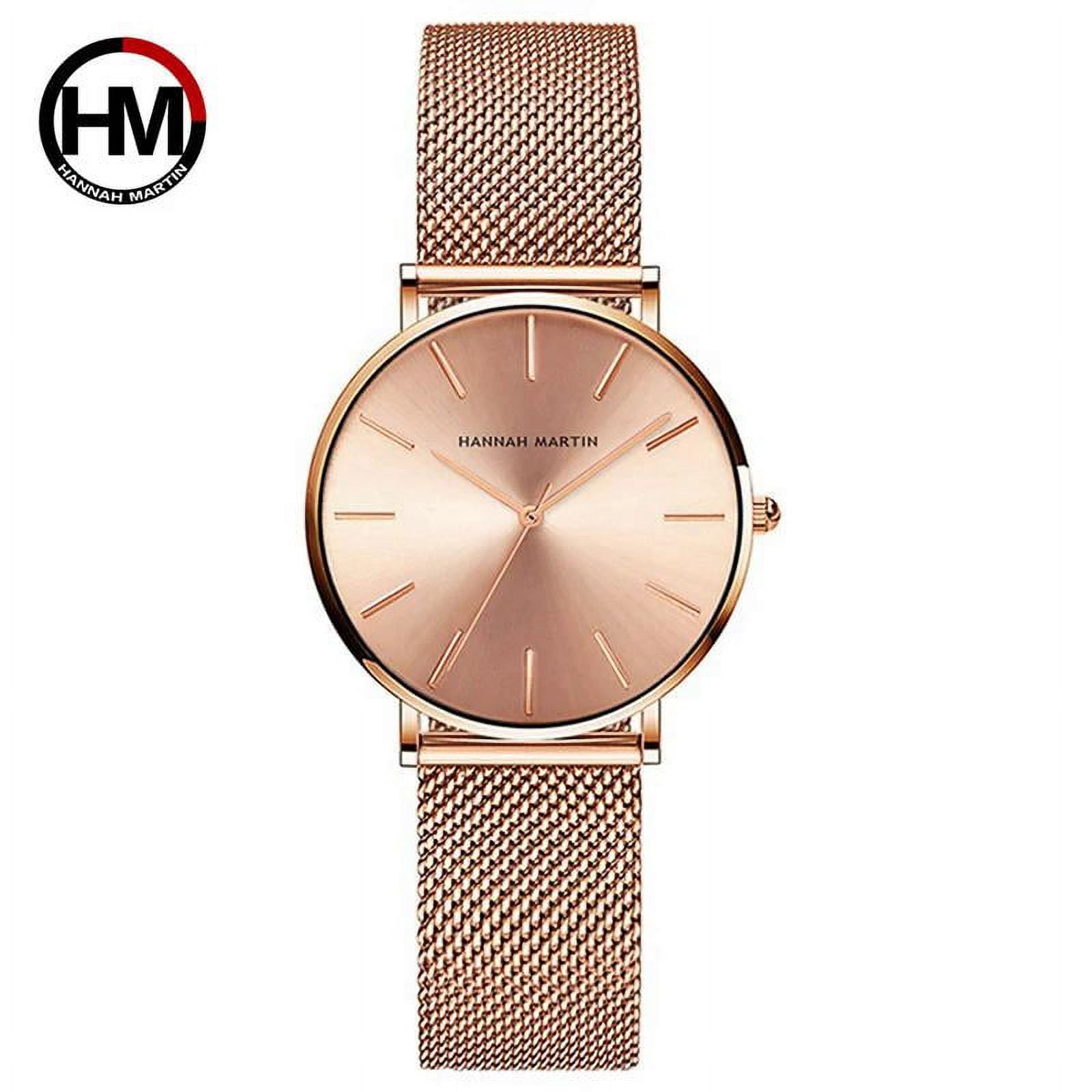 Hannah Martin Classic 36mm  Ladies Clock Japanese Movement Simple Stainless Steel Mesh With Gold Quartz Waterproof Women Watches