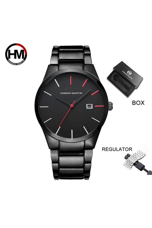 Men's Watch Classic Design Black Stainless Steel Strap Calendar Waterproof Electronic Quartz Watch Business Simple Watch For Men