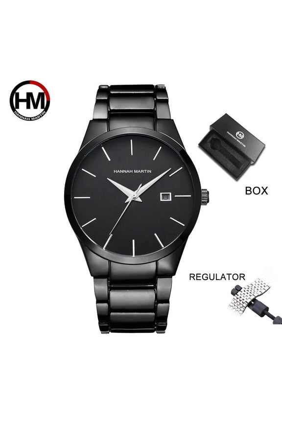 Men's Watch Classic Design Black Stainless Steel Strap Calendar Waterproof Electronic Quartz Watch Business Simple Watch For Men