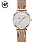 Hannah Martin Top Brand Womens Watch Fashion Luxury Frosted Star Design Japanese Movement Womens Quartz Watches Dating Jewelry