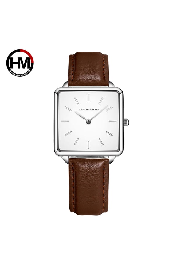 simple leather watch for women Japanese movement quartz wristwatch fashion casual all-match clock black gift box