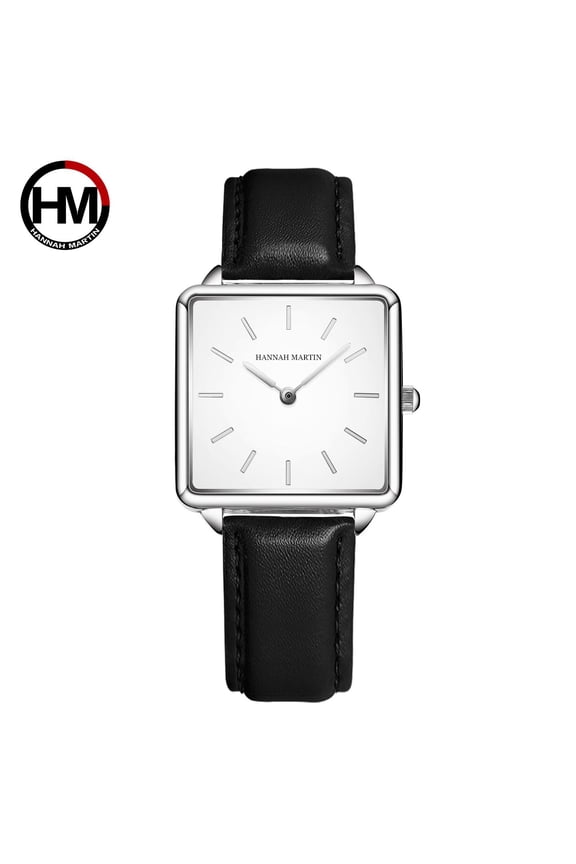 simple leather watch for women Japanese movement quartz wristwatch fashion casual all-match clock black gift box