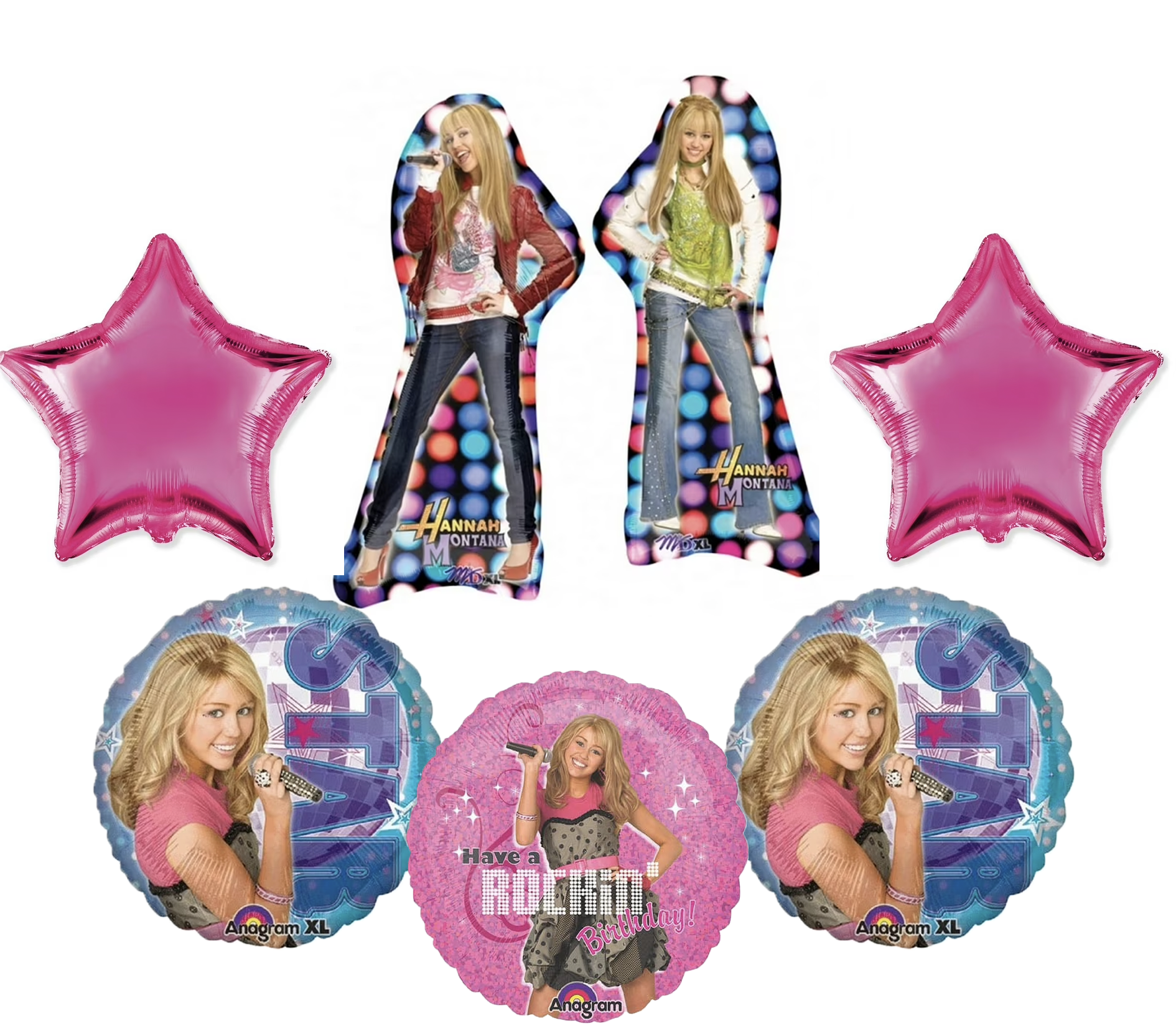 Hannah Montana Birthday Balloon Bouquet Rockstar Party Decoration Set with Stars & Character Balloons