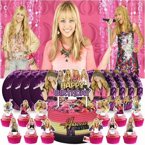 Hannah Montana Birthday Supplies Plates Decorations Decor Backdrop Banner Cake Topper Fans