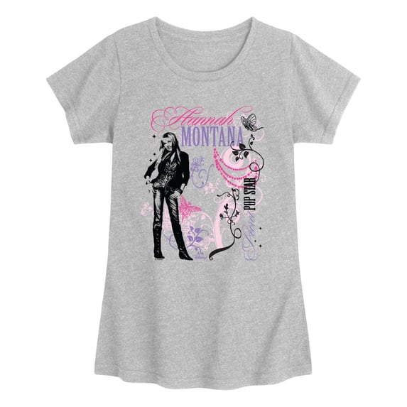 Hannah Montana - Secret Pop Star Girls' Fitted Short Sleeve Graphic T-Shirt