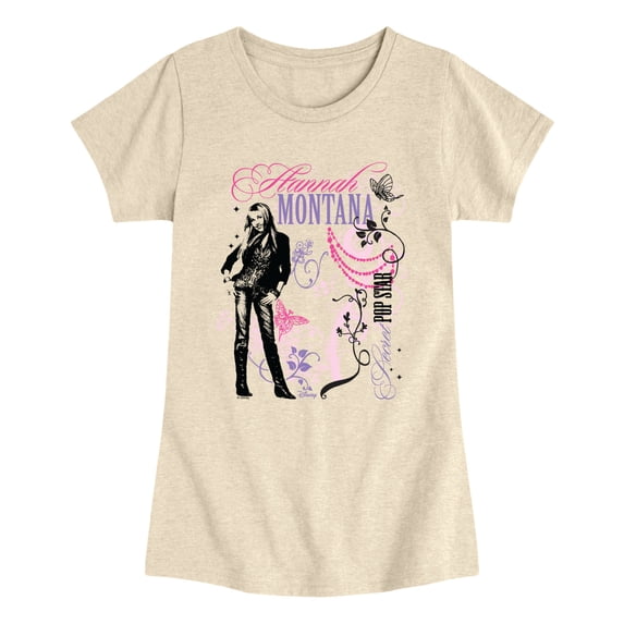 Hannah Montana - Secret Pop Star Girls' Fitted Short Sleeve Graphic T-Shirt