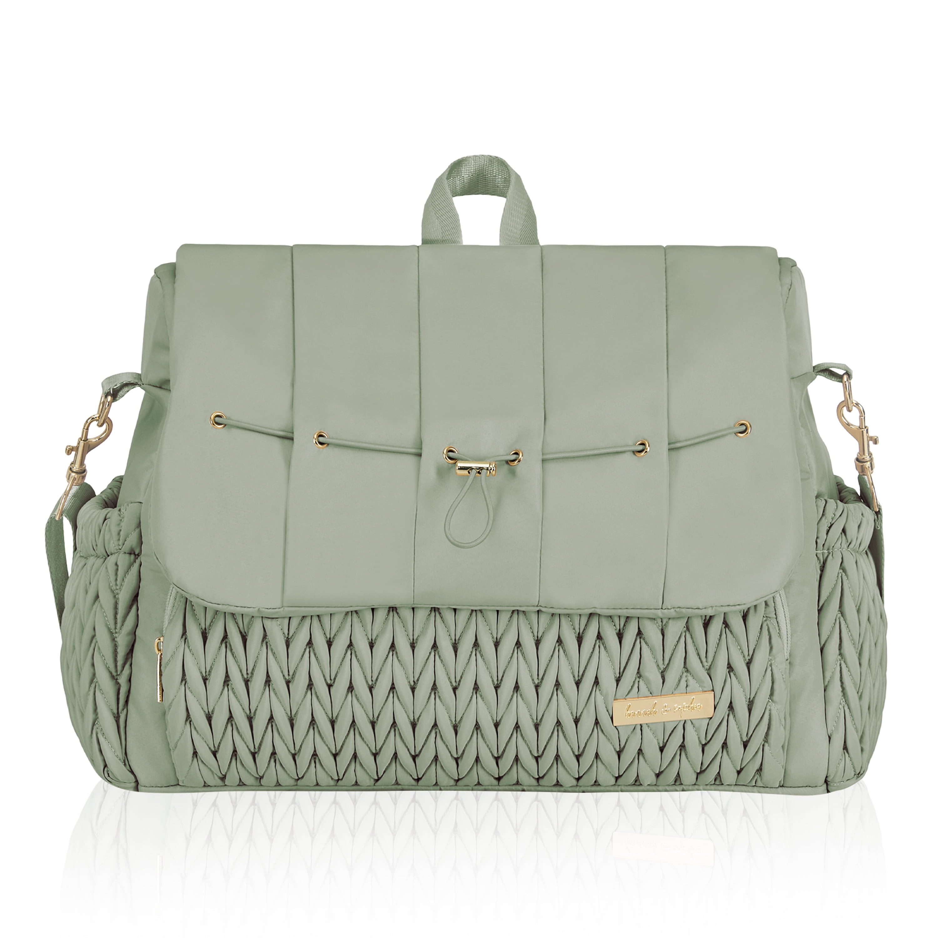 Hannah & Sophia Belle Convertible Diaper Backpack & Messenger Bag, Sage Green