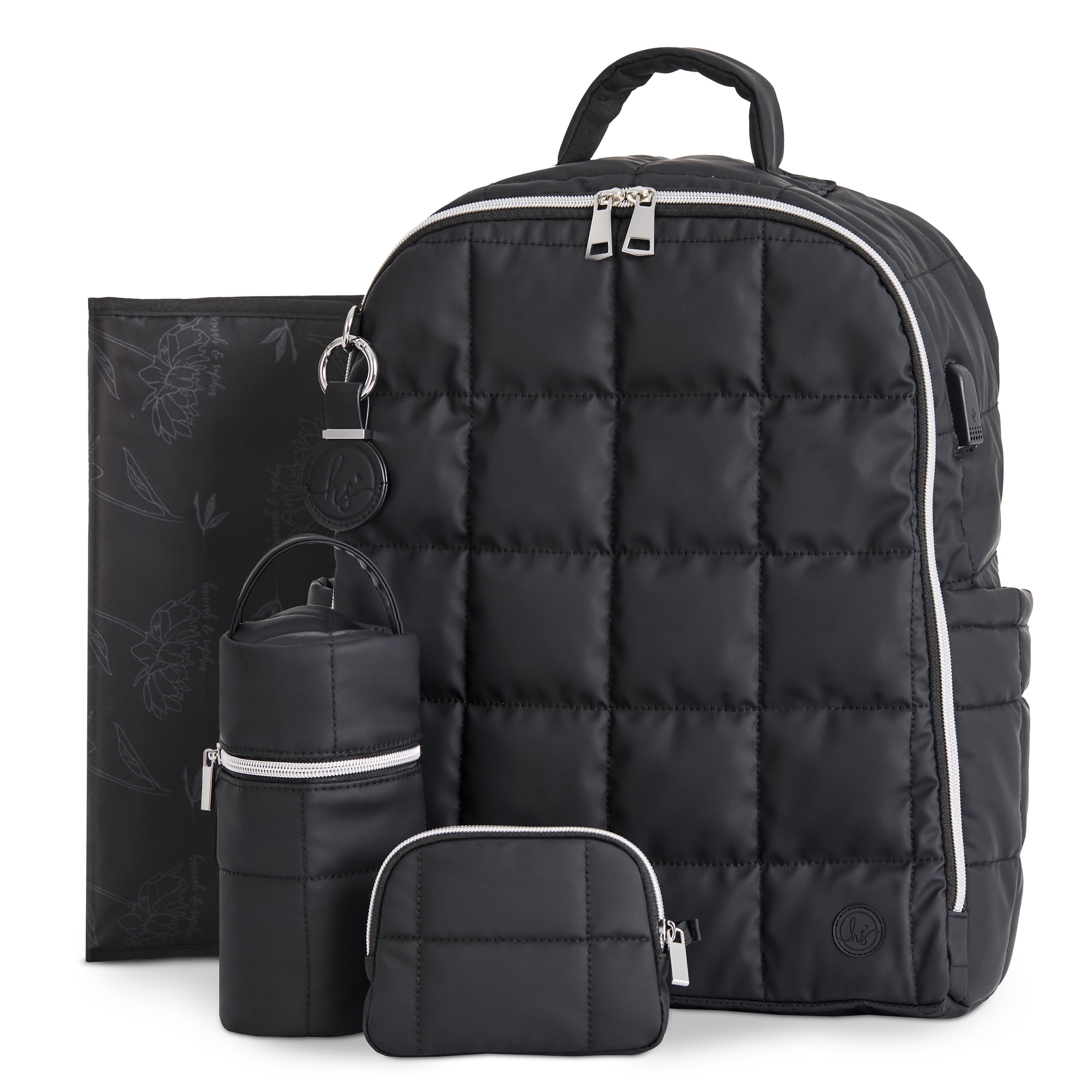 Hannah & Sophia North Backpack 5pc Set, Midnight Black