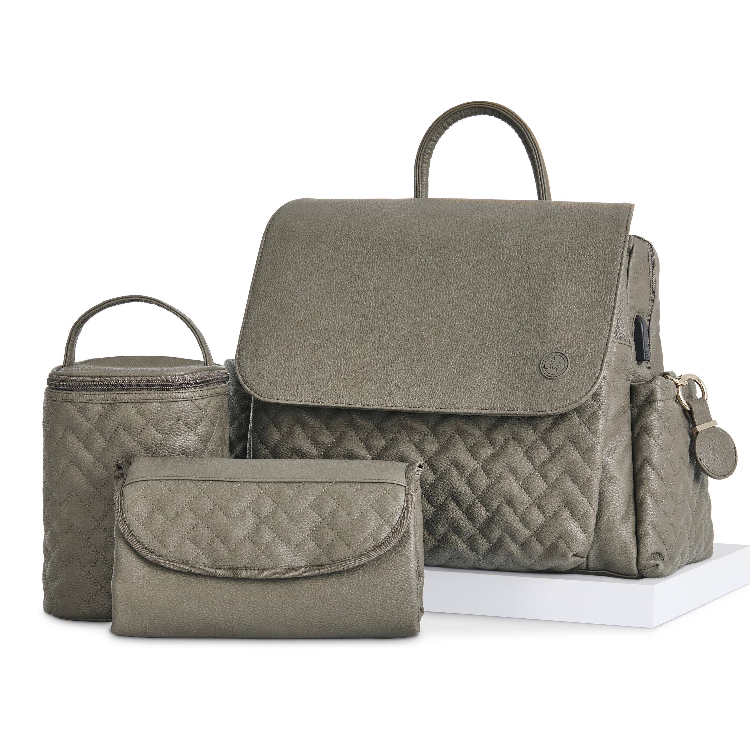Hannah & Sophia Traveler 4pc Diaper Bag Set, Forest Green
