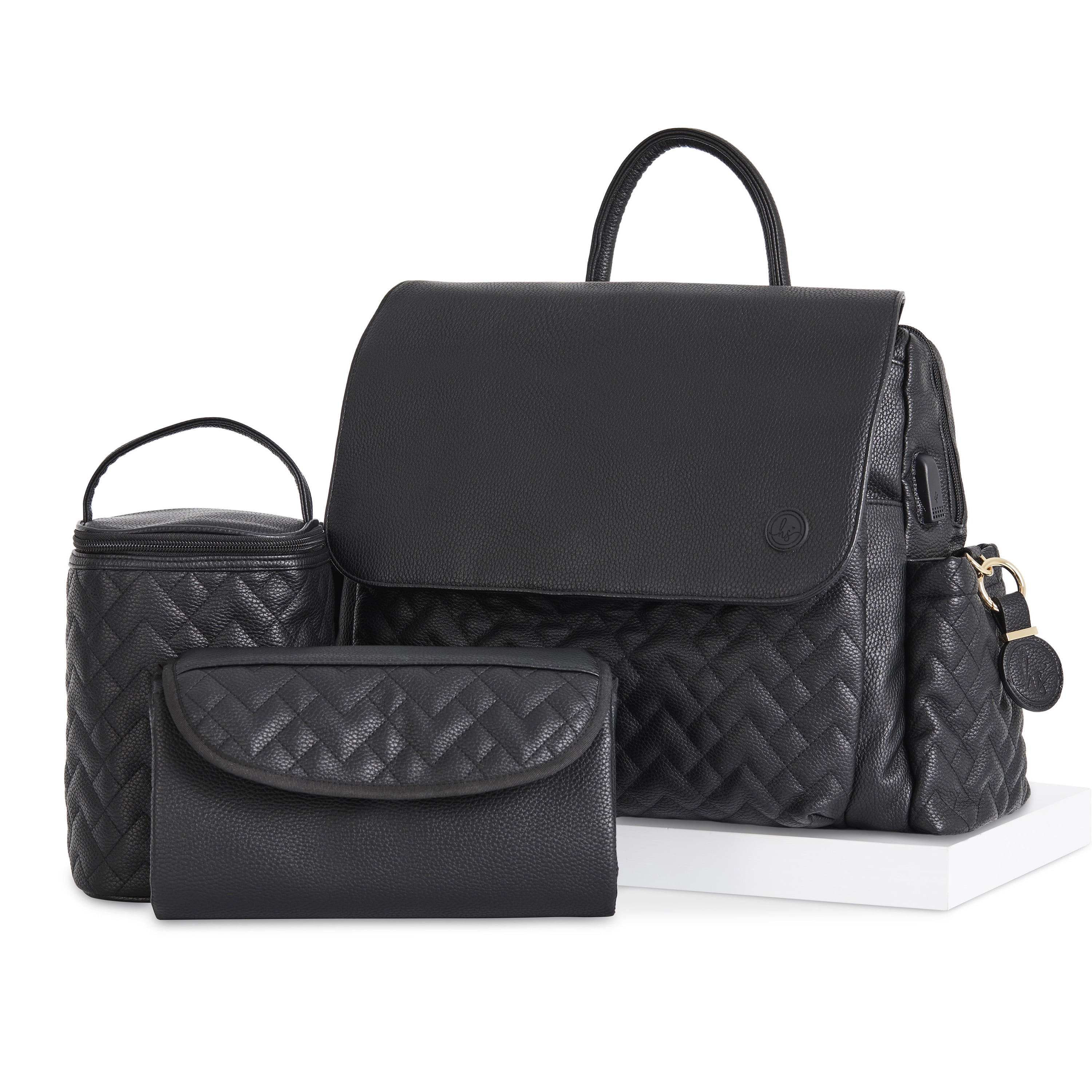 Hannah & Sophia Traveler 4pc Diaper Bag Set, Midnight Black