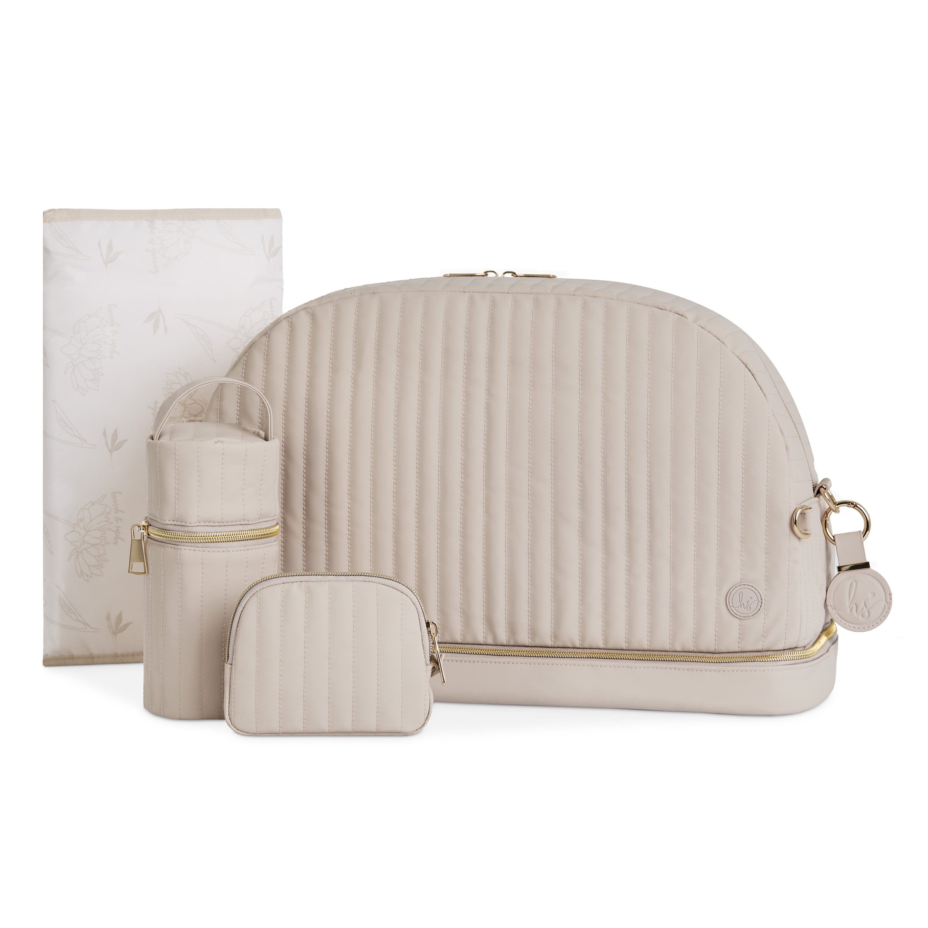 Hannah & Sophia Weekender 5pc Diaper Bag Set, Oat Milk