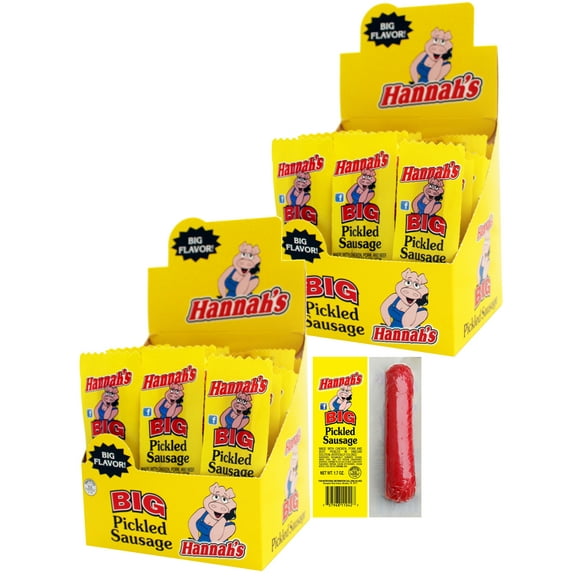 Hannah's 1.7oz Big Pickled Sausages (With Pork) 20-ct Boxes - 2 Boxes
