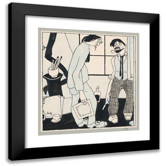 Hanns Bolz 12x13 Black Modern Framed Museum Art Print Titled - Atelier of an Unrecognized Painter (1900-1920)