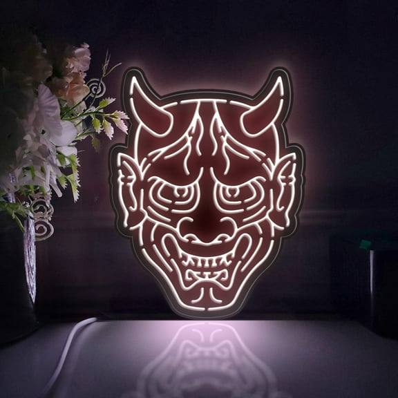 Hannya Demon Led Light Box, Dimmable Neon-Like Light Signs USB Power for Wall Decor Bedroom Decoration, Static Light (WxH) 6"x8"
