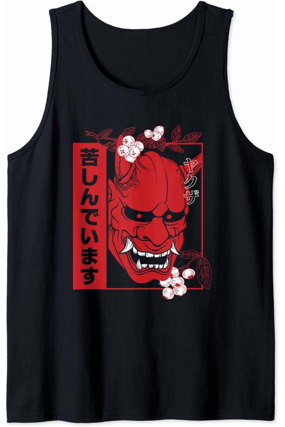 Hannya Demon Oni Noh Mask Aesthetics Japanese Graphics Tank Top Size S-3XL