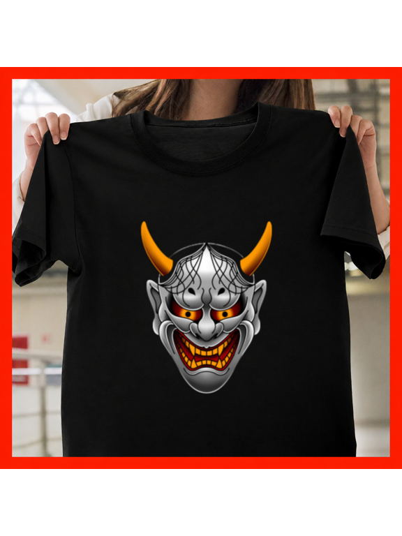 Hannya Mask Japanese Demon Oni Traditional Folk Theater Art Unisex T-Shirt, up to size 5XL