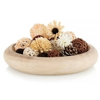 Hanobe 12.6" Large Decorative Wooden Dough Bowls: Round Paulownia Wood Tray Table Centerpiece for Farmhouse Decor