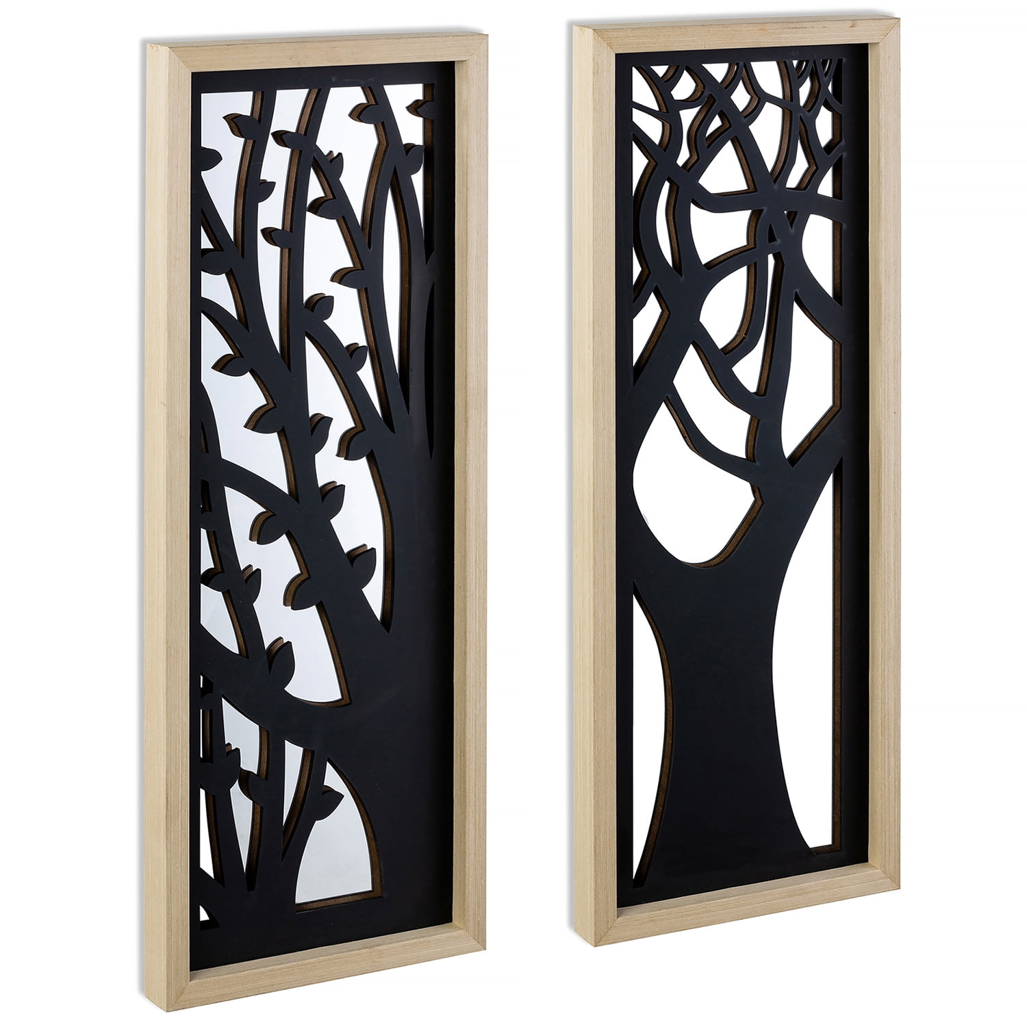 Hanobe Black Wall Mirror Farmhouse Mirror for Bedroom Decor Wooden Tree