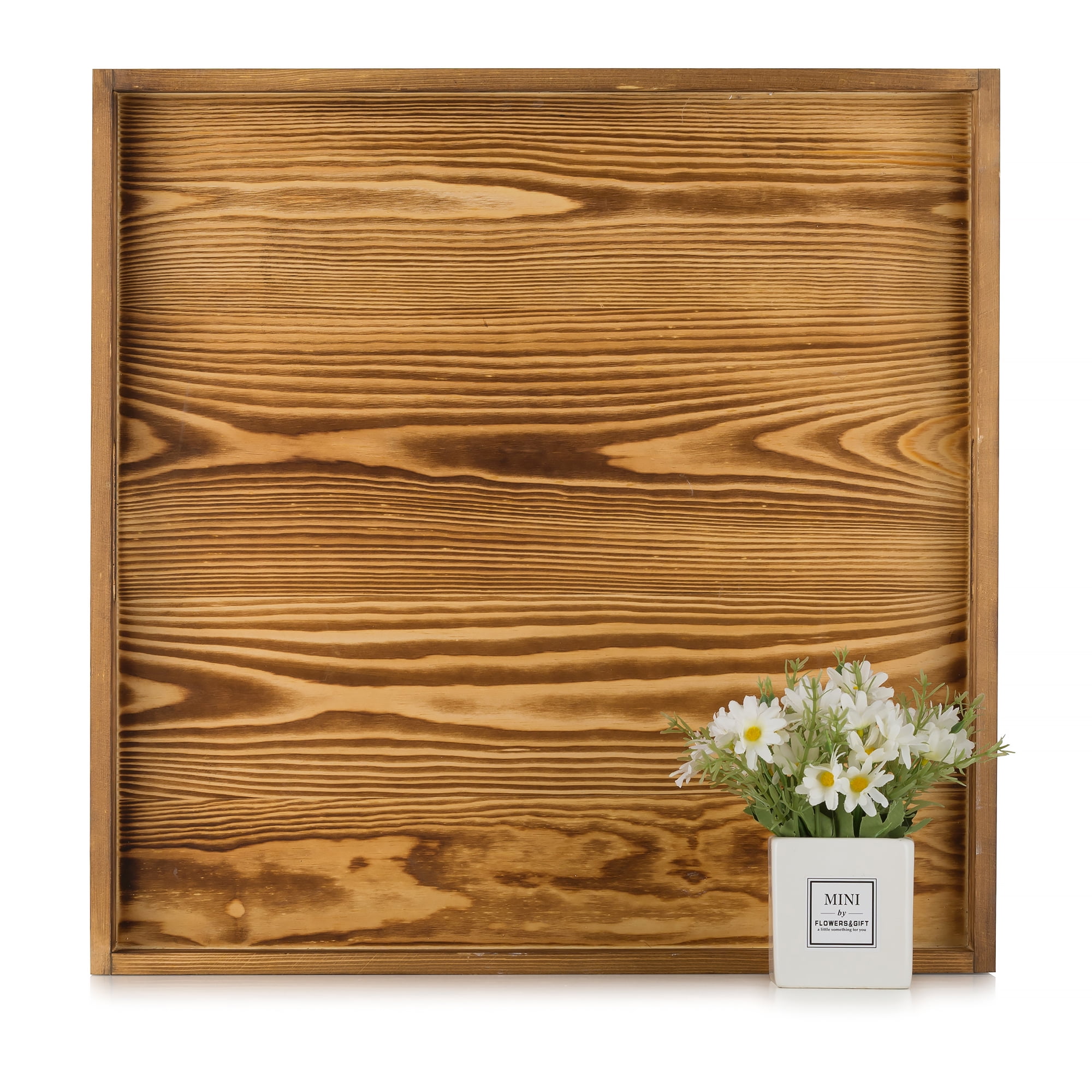 Hanobe Burnt Wood Large Ottoman Tray Square Trays for Coffee Table