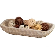 Hanobe Decorative Wood Dough Bowl Hand Carved Wooden Key Bowl for Entryway Centerpiece Ball Fillers Home Decor