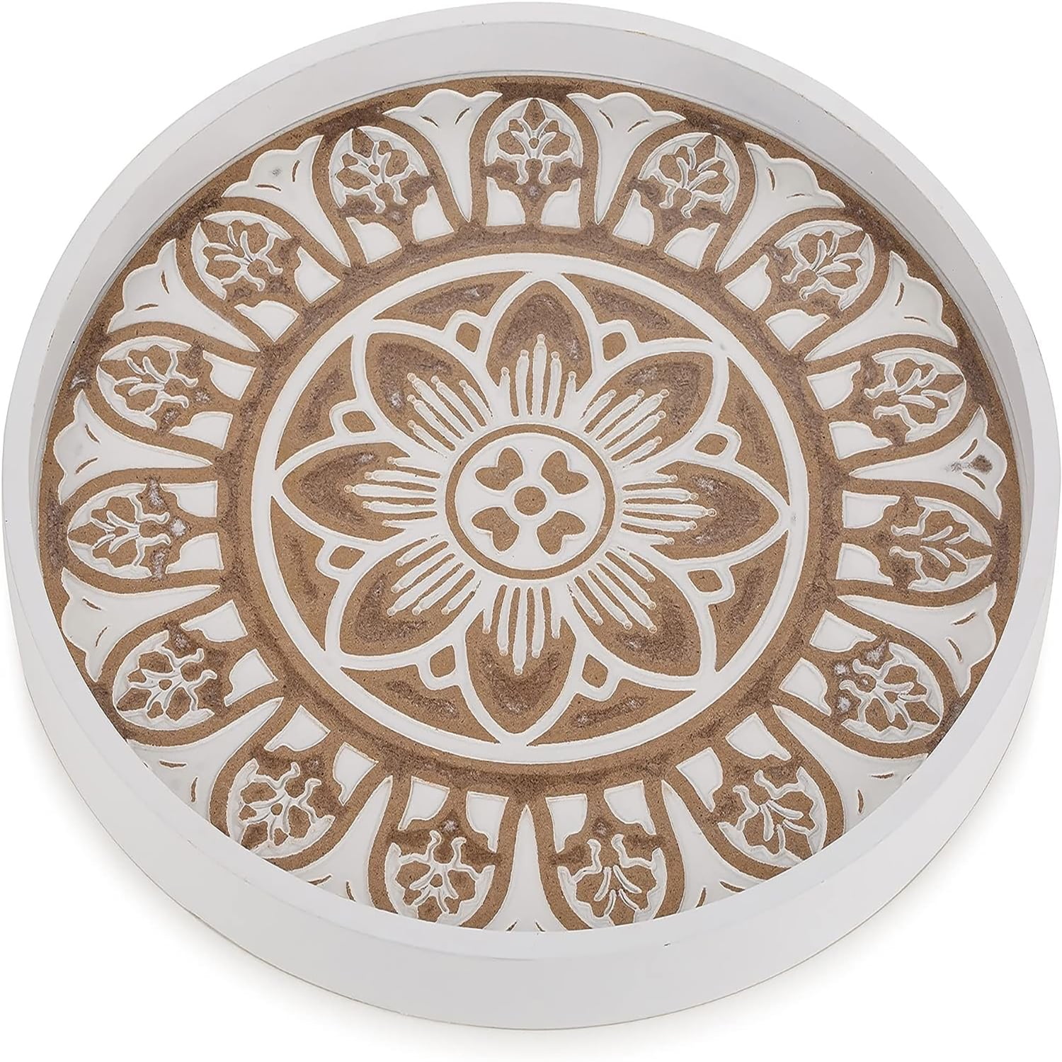 Hanobe Decorative Coffee Table Tray Farmhouse Wooden Tray for Home