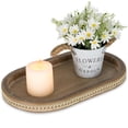 thumbnail image 1 of Hanobe Decorative Tray Candle Holder，Wooden Coffee Table Tray Decor Farmhouse Centerpiece Kichen Counter ，Brown 15", 1 of 7
