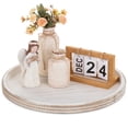 thumbnail image 1 of Hanobe Decorative Tray 17.7" Round Wood Bead Trays for Table Whitewashed, 1 of 11
