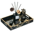 thumbnail image 1 of Hanobe Black Marble Decoative Tray for Decor -Modern Elegant 13"x9.5" Rectangle  Black Tray with Handle Gold for Kitchen Counter Decor, Coffee Bar Tray Ottoman Tray  for All Occasions, 1 of 8