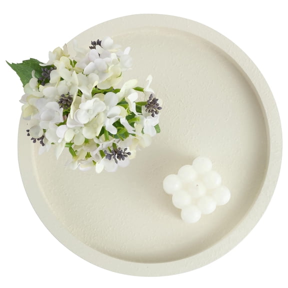 Hanobe Decorative Trays for Coffee Table: Modern Farmhouse Round White Tray for Living Room, Entryway, Kitchen Countertop Home Decor Centerpiece