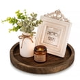 thumbnail image 1 of Hanobe Decorative Candle Plate Holder Trays Coffee Table Decor, Round Wooden Serving Tray Centerpiece for Table 11.8”, 1 of 9