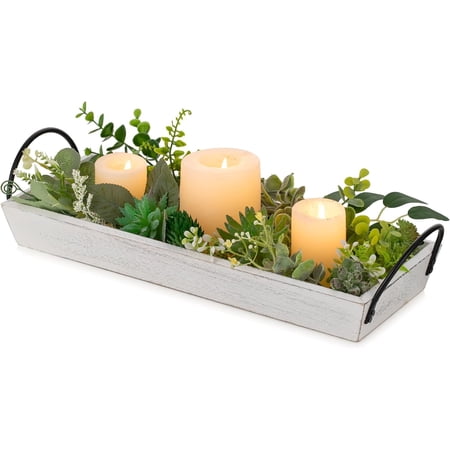 Hanobe Multiple Candle Vintage Rustic Home Decor Wood Pillar Candle Tray-Style Holder price history and forecast - Hanobe Decorative Tray
