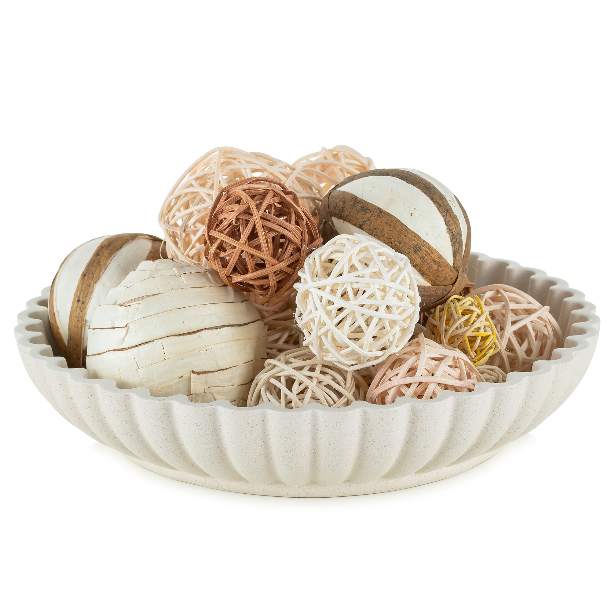 Hanobe Decorative Key Bowl Tray for Entryway Table，Coffee Table Decor Scalloped Bowl for Centerpiece ，9.44"