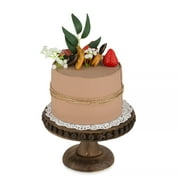 Hanobe Rustic Cake Stand 7.87 Inch Wood Dessert Display Riser Vintage Beads Cake Stand for Wedding Reception Decoration