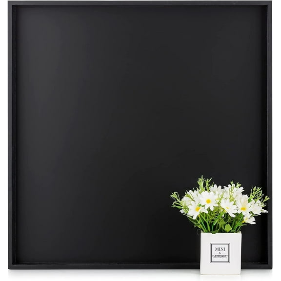 Hanobe Square Large Ottoman Tray Modern Extra Large Black Serving Decorative Trays with Cutout Handles for Living Room Coffee Table Home, 20"