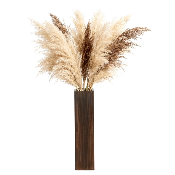 Hanobe Wooden Tall Floor Vase 21 Inch, Dark Brown Decorative Vase for Dried Flowers, Neutral Indoor Floor Decor for Mid Century Modern Farmhouse Living Room Corner Entryway Fireplace Bedroom