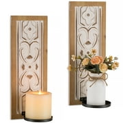 Hanobe Wall Candle Holder Rustic Candle Sconces Wall Decor Set of 2