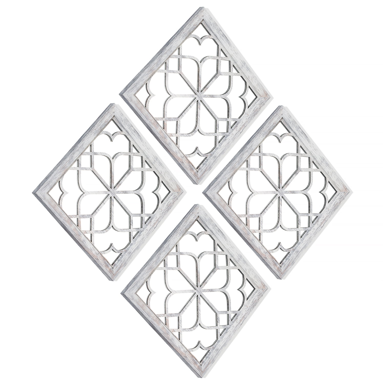 Hanobe White Wall Mirror Farmhouse Mirror for Bedroom Decor Wooden