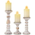 thumbnail image 1 of Hanobe Wooden Pillar Candle Holders  Set of 3, 1 of 6
