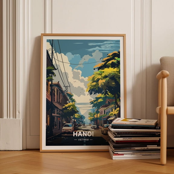 Hanoi Cityscape Travel Vietnam Inspired Wall Art, Unframed Canvas 8x10in
